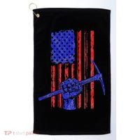 Miner American Flag Mining Gift Pick Usa Patriotic Golf Towel thumb 0