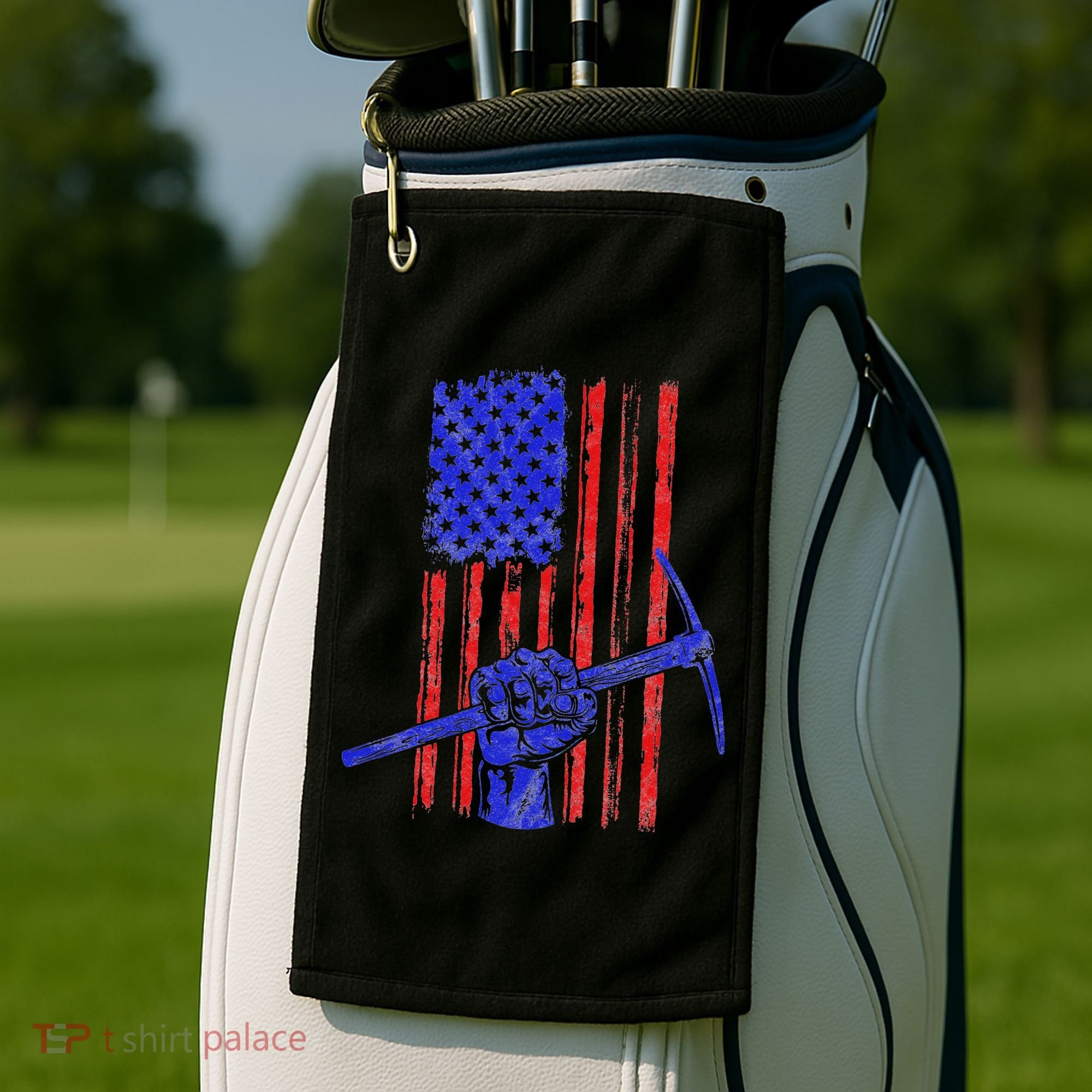 Miner American Flag Mining Gift Pick Usa Patriotic Golf Towel
