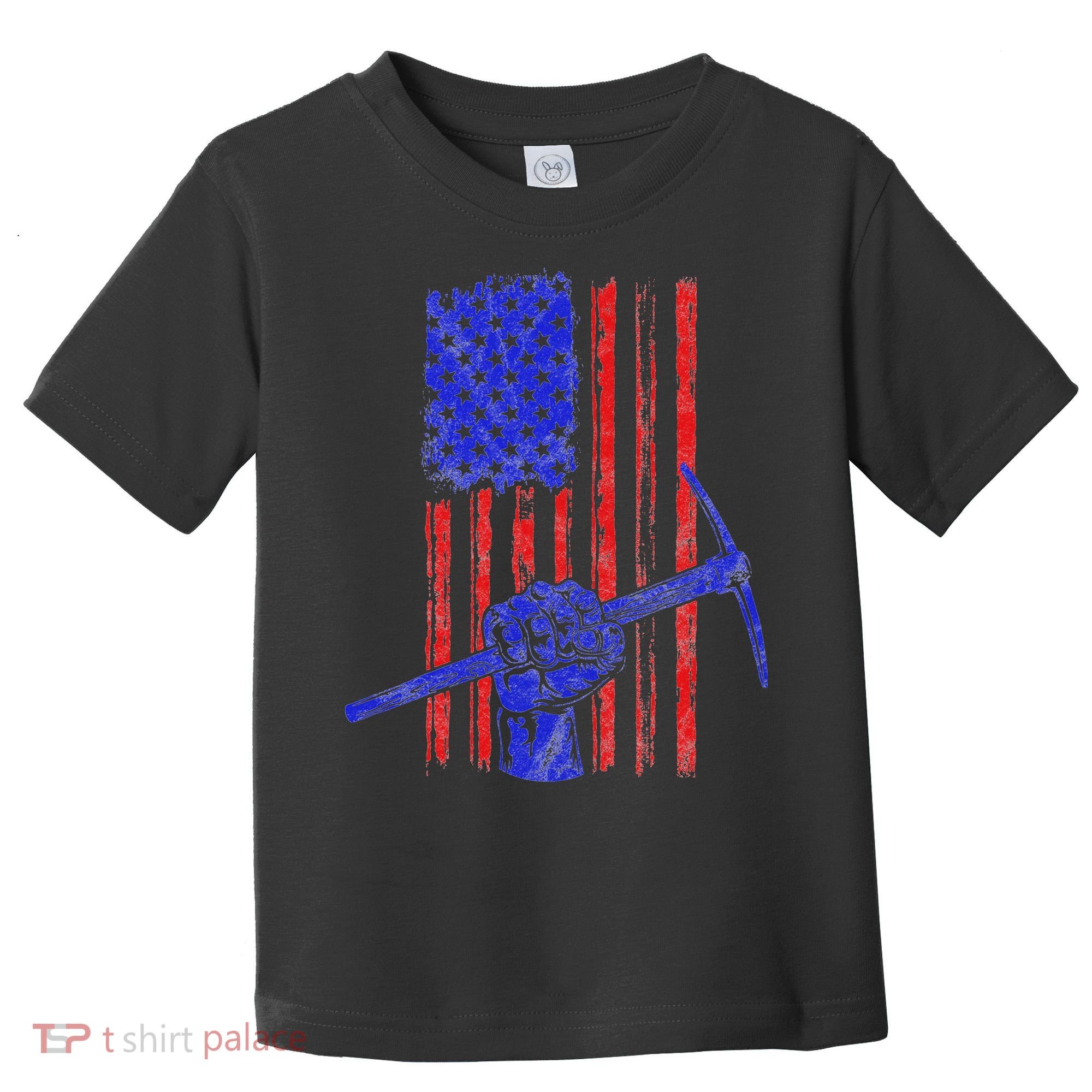 Miner American Flag Mining Gift Pick Usa Patriotic Toddler T-Shirt