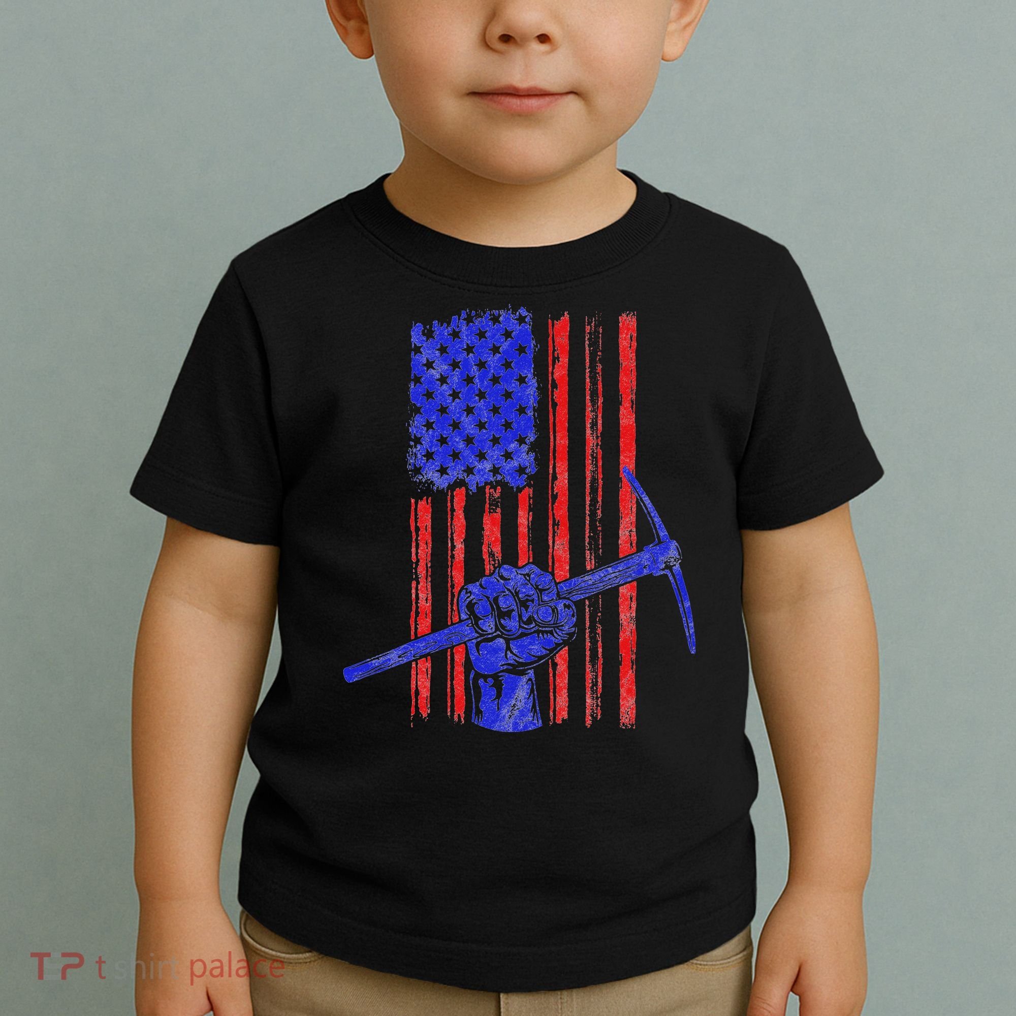 Miner American Flag Mining Gift Pick Usa Patriotic Toddler T-Shirt