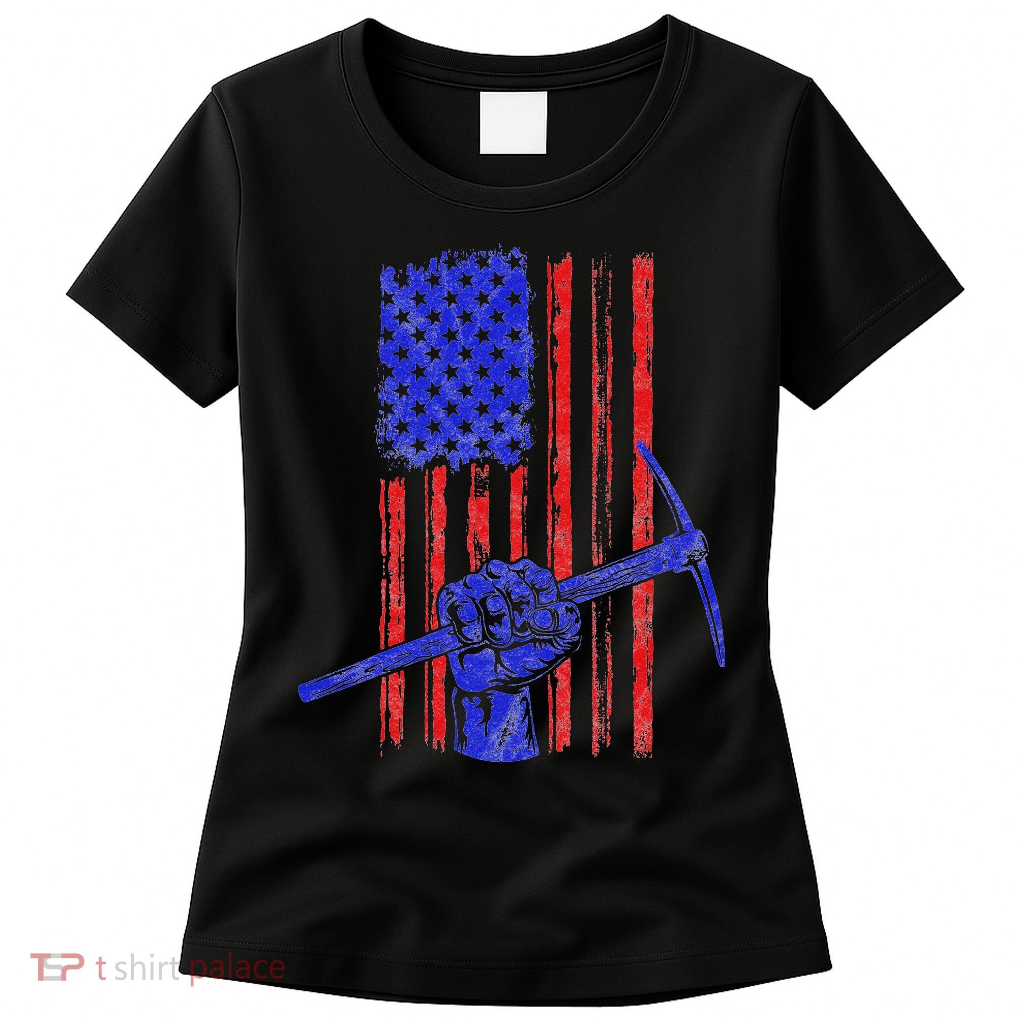 Miner American Flag Mining Gift Pick Usa Patriotic Women's T-Shirt