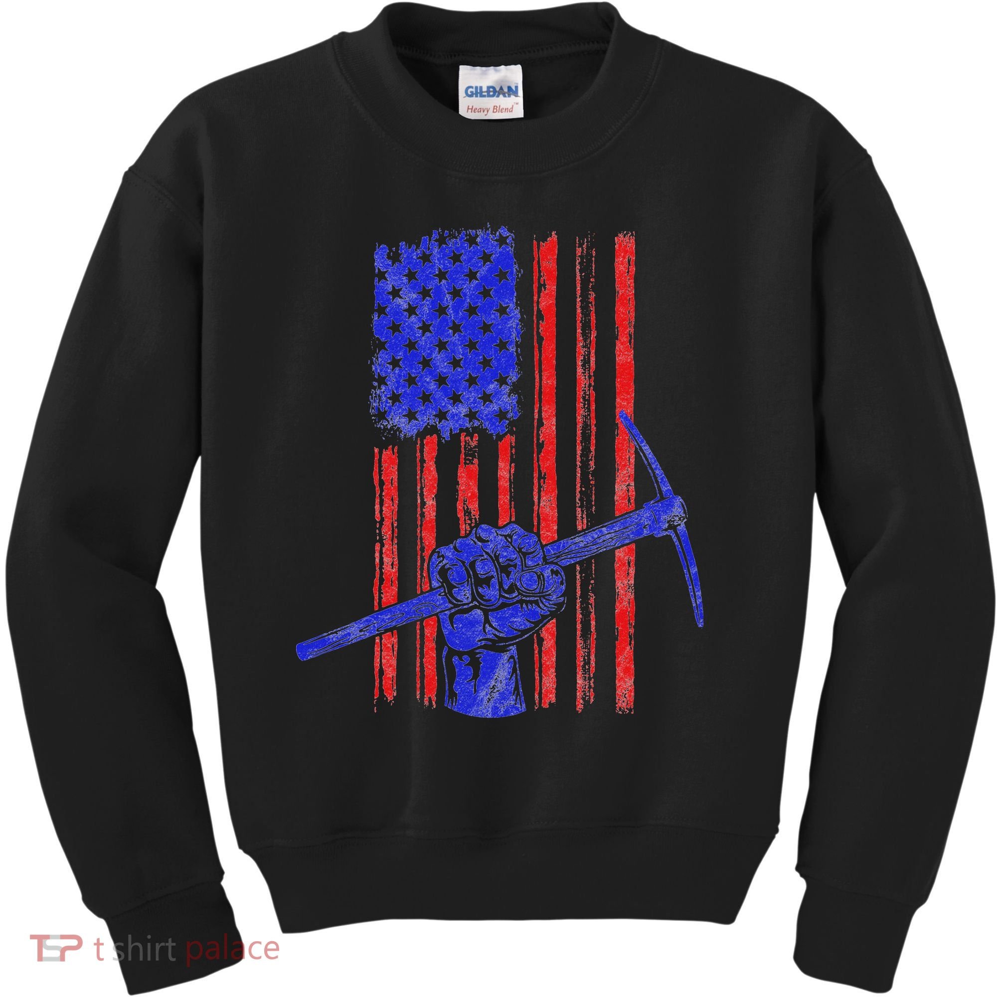 Miner American Flag Mining Gift Pick Usa Patriotic Kids Sweatshirt