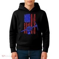 Miner American Flag Mining Gift Pick Usa Patriotic Kids Hoodie thumb 4