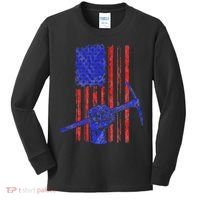 Miner American Flag Mining Gift Pick Usa Patriotic Kids Long Sleeve Shirt thumb 0