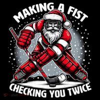 Making A Fist Checking You Twice Ugly Christmas Santa Hockey Gift Coffee Mug thumb 5