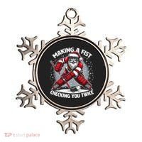 Making A Fist Checking You Twice Ugly Christmas Santa Hockey Gift Ornament thumb 0
