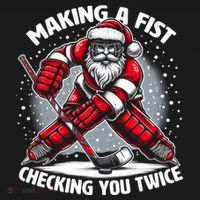 Making A Fist Checking You Twice Ugly Christmas Santa Hockey Gift Ornament thumb 1