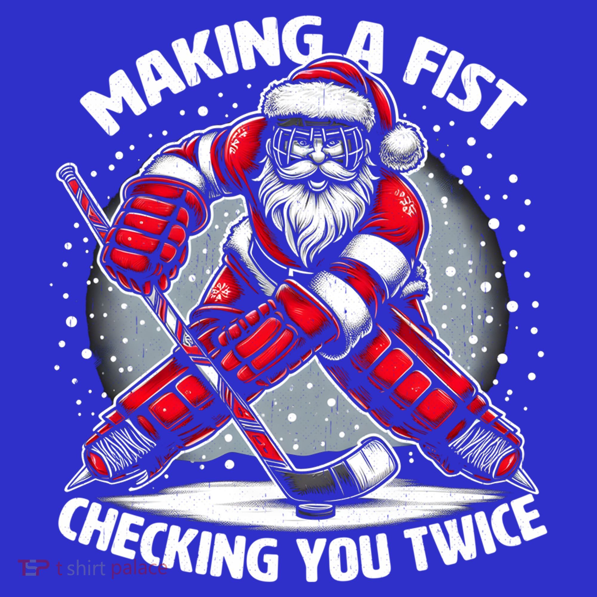 Making A Fist Checking You Twice Ugly Christmas Santa Hockey Gift Mousepad