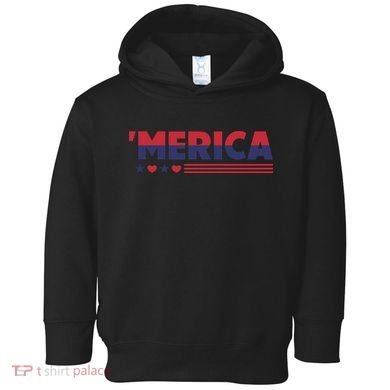 Merica American Flag Stars Stripes Hearts Toddler Hoodie
