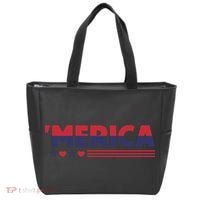 Merica American Flag Stars Stripes Hearts Tote Bag thumb 0