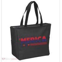 Merica American Flag Stars Stripes Hearts Tote Bag thumb 2