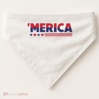 Merica American Flag Stars Stripes Hearts USA-Made Doggie Bandana thumb 0
