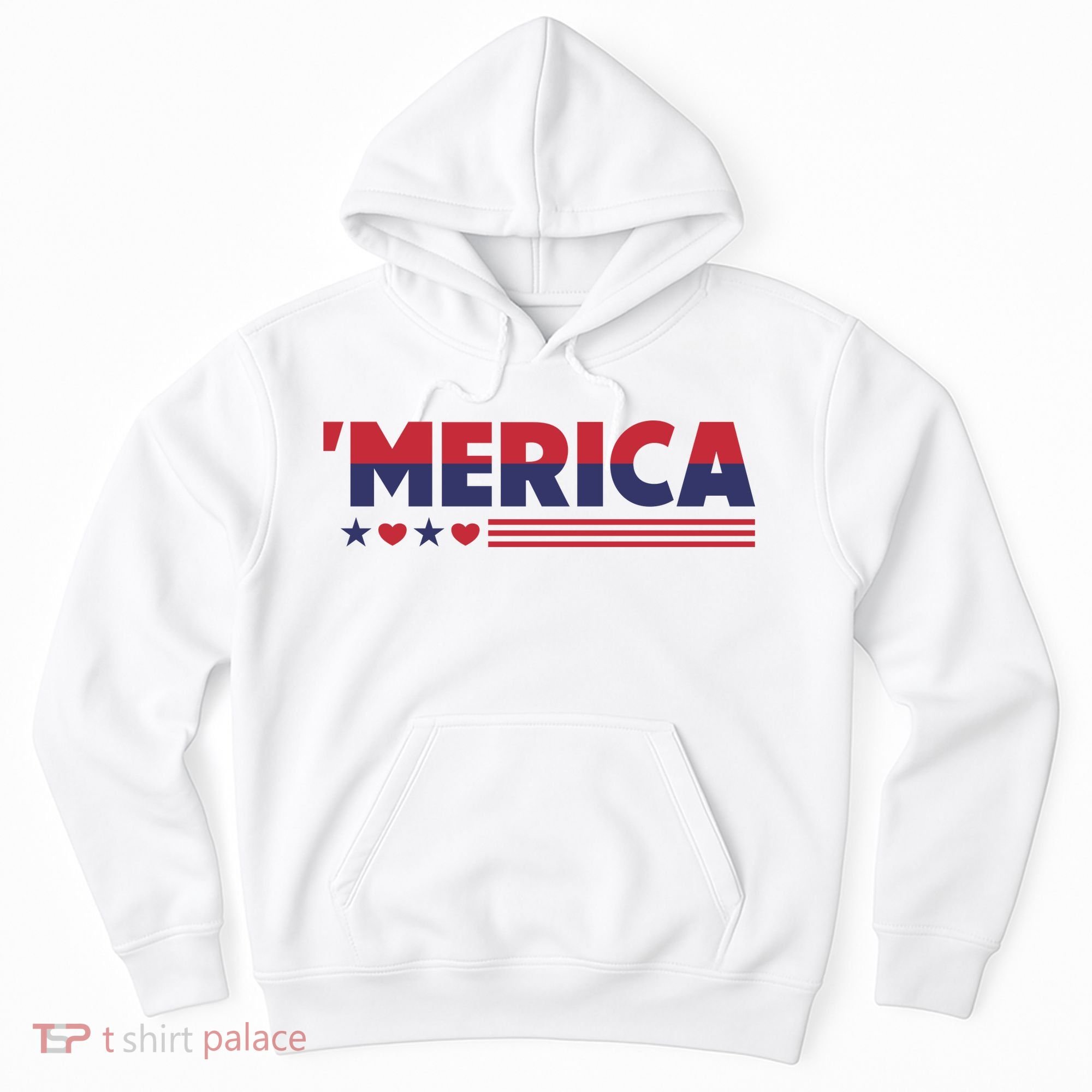 Merica American Flag Stars Stripes Hearts Hoodie