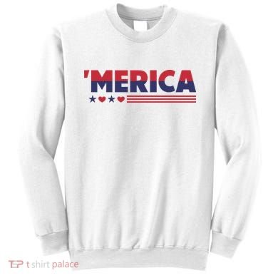 Merica American Flag Stars Stripes Hearts Sweatshirt