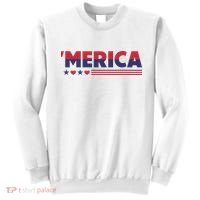 Merica American Flag Stars Stripes Hearts Sweatshirt thumb 0