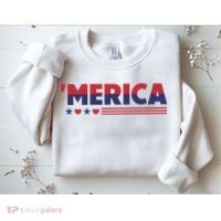 Merica American Flag Stars Stripes Hearts Sweatshirt thumb 2