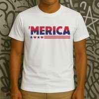 Merica American Flag Stars Stripes Hearts T-Shirt thumb 3