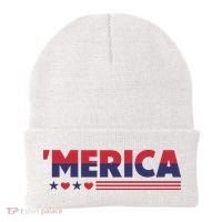 Merica American Flag Stars Stripes Hearts Beanie thumb 0