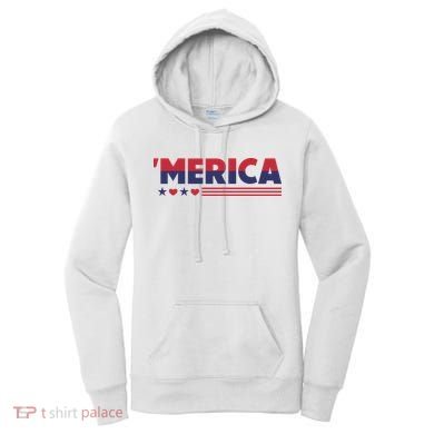 Merica American Flag Stars Stripes Hearts Women's Hoodie
