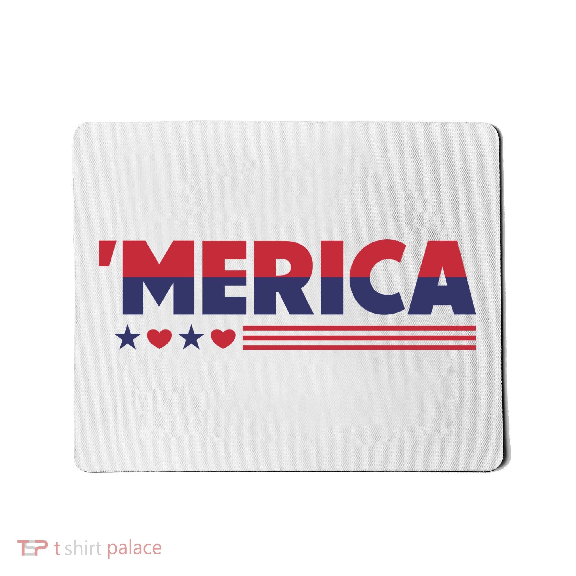 Merica American Flag Stars Stripes Hearts Mousepad
