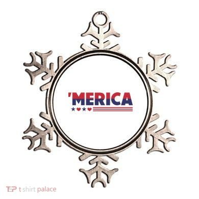 Merica American Flag Stars Stripes Hearts Ornament