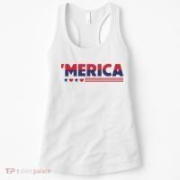 Merica American Flag Stars Stripes Hearts Women's Tank Top thumb 0