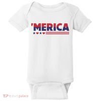 Merica American Flag Stars Stripes Hearts Baby Bodysuit thumb 0