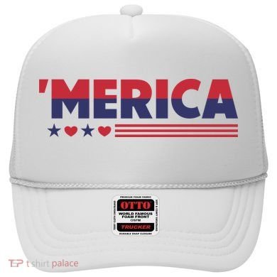 Merica American Flag Stars Stripes Hearts Hat
