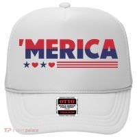 Merica American Flag Stars Stripes Hearts Hat thumb 0
