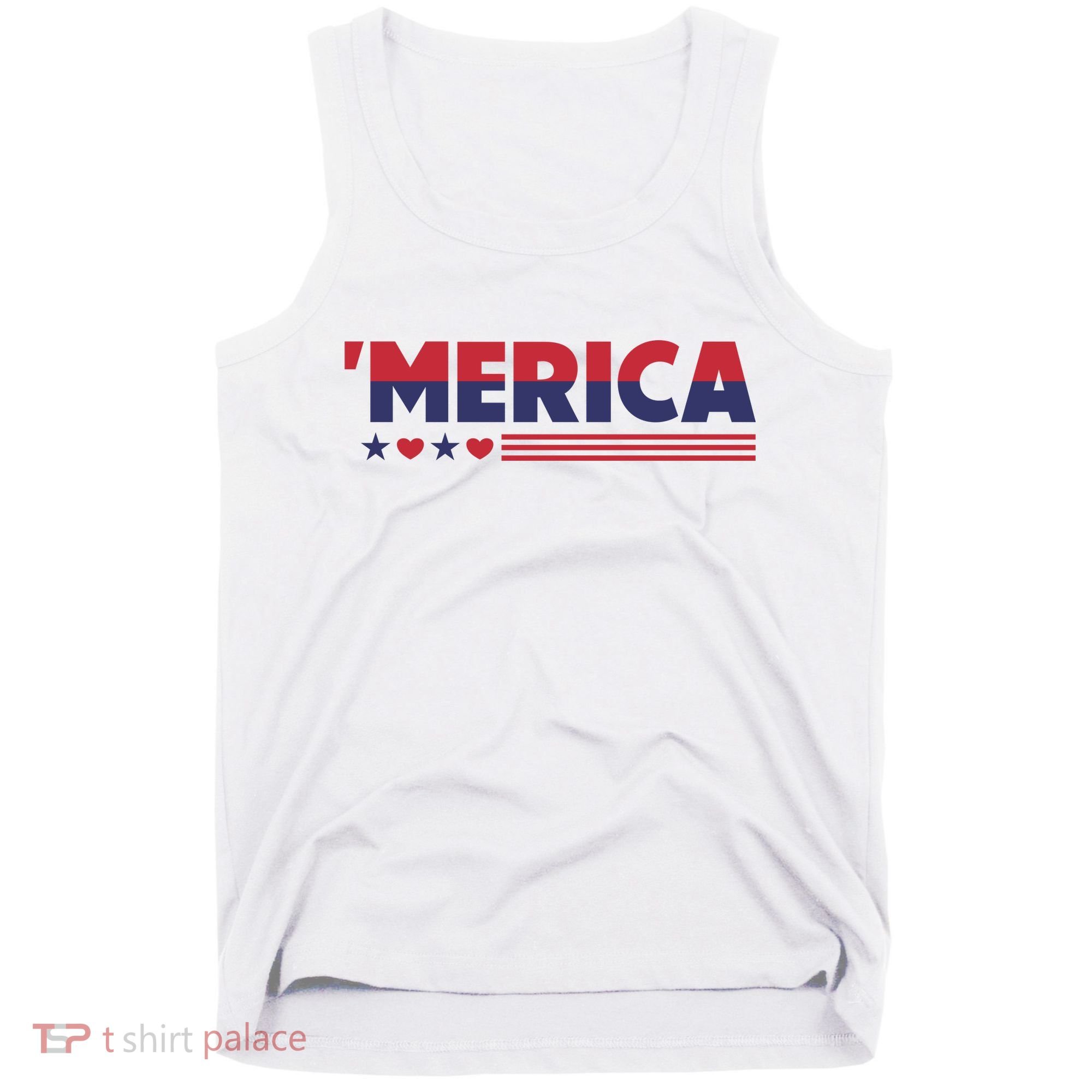 Merica American Flag Stars Stripes Hearts Tank Top