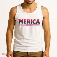 Merica American Flag Stars Stripes Hearts Tank Top thumb 3