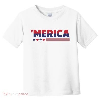 Merica American Flag Stars Stripes Hearts Toddler T-Shirt