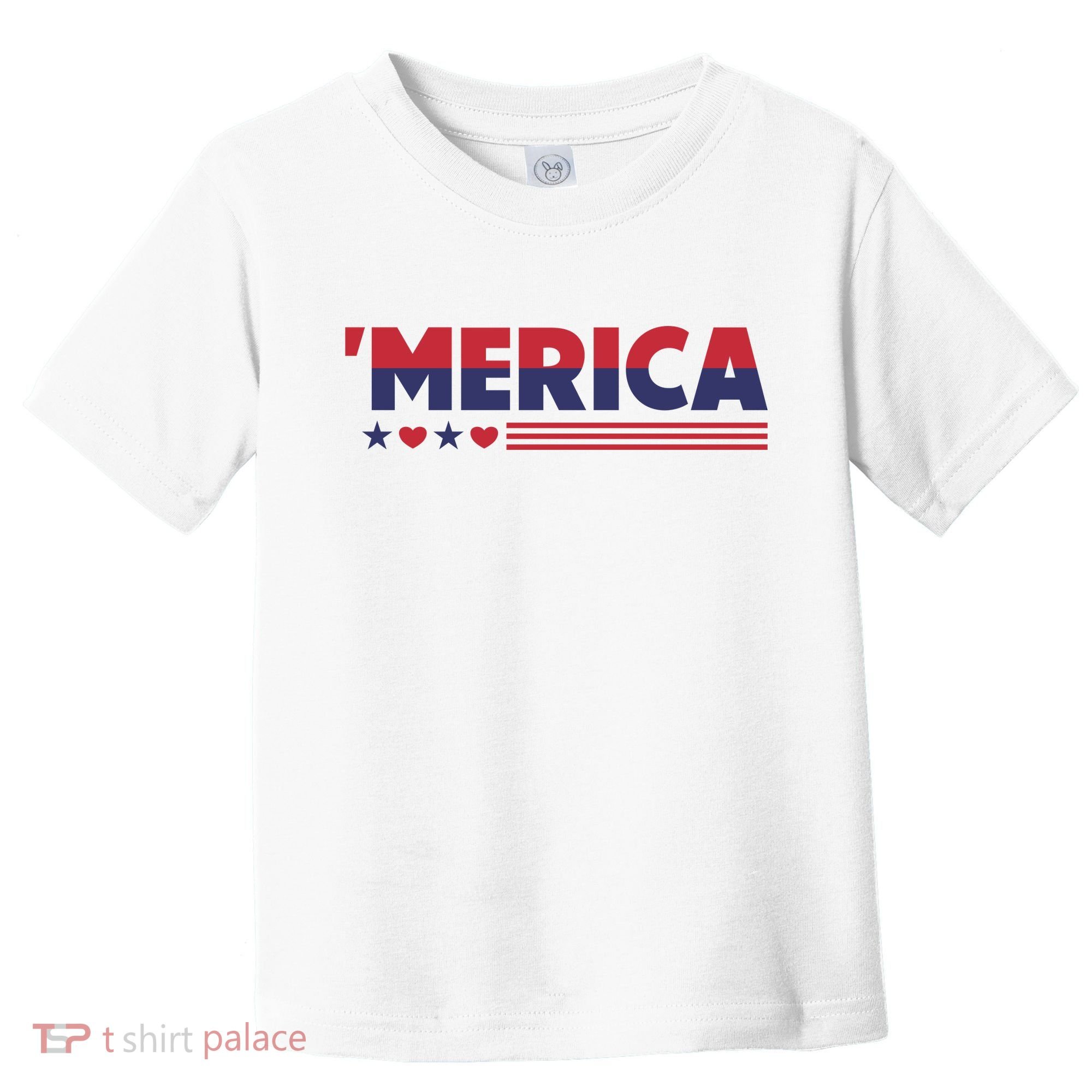 Merica American Flag Stars Stripes Hearts Toddler T-Shirt