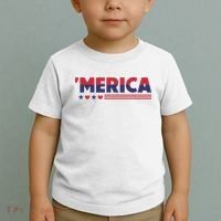 Merica American Flag Stars Stripes Hearts Toddler T-Shirt thumb 2