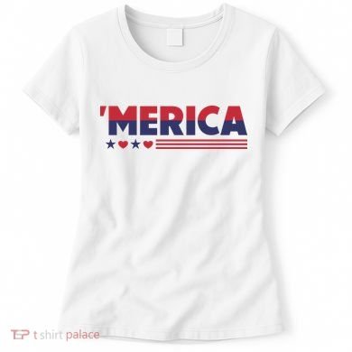 Merica American Flag Stars Stripes Hearts Women's T-Shirt