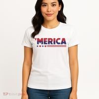 Merica American Flag Stars Stripes Hearts Women's T-Shirt thumb 4