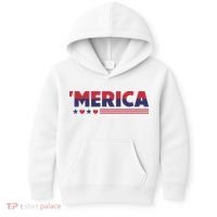 Merica American Flag Stars Stripes Hearts Kids Hoodie thumb 0