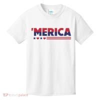 Merica American Flag Stars Stripes Hearts Kids T-Shirt thumb 0