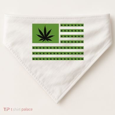 Marijuana American Flag USA-Made Doggie Bandana