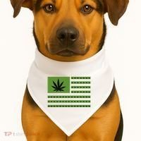 Marijuana American Flag USA-Made Doggie Bandana thumb 1
