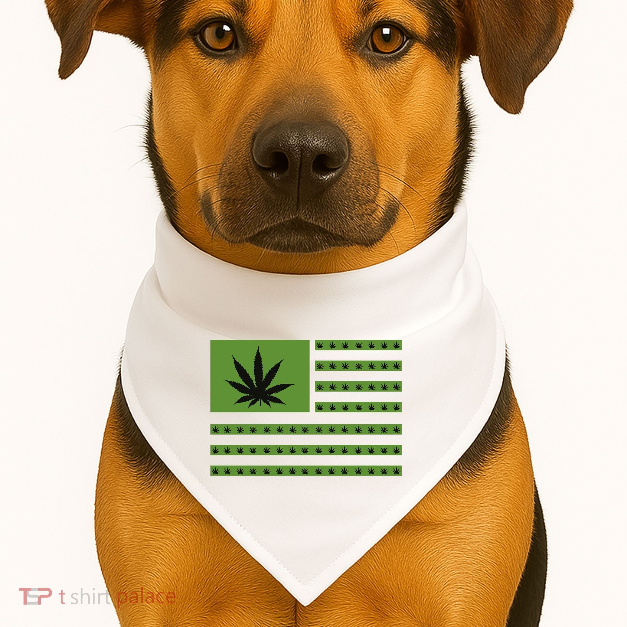 Marijuana American Flag USA-Made Doggie Bandana