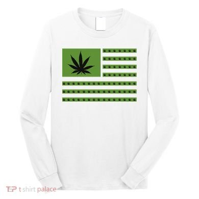 Marijuana American Flag Long Sleeve Shirt