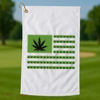 Marijuana American Flag Golf Towel thumb 1