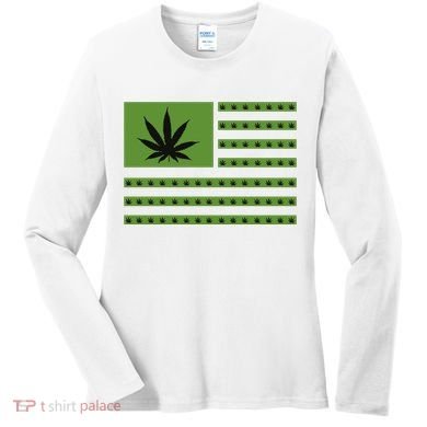 Marijuana American Flag Women's Long Sleeve Shirt