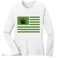 Marijuana American Flag Women's Long Sleeve Shirt thumb 0