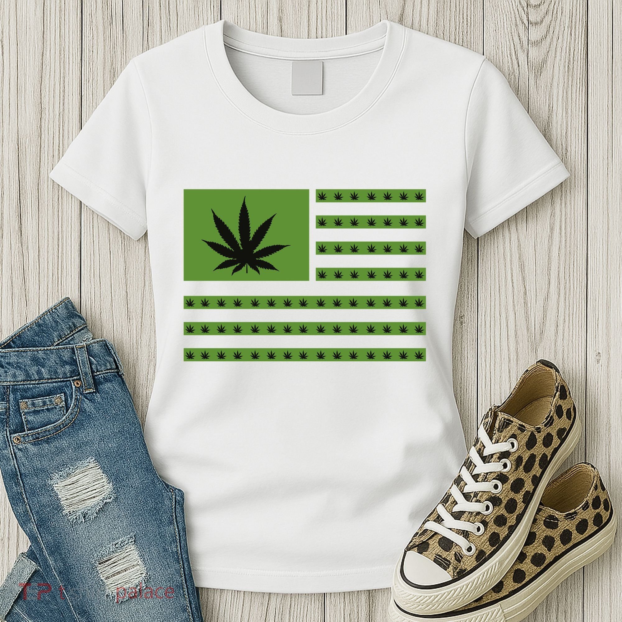 Marijuana American Flag Women's T-Shirt