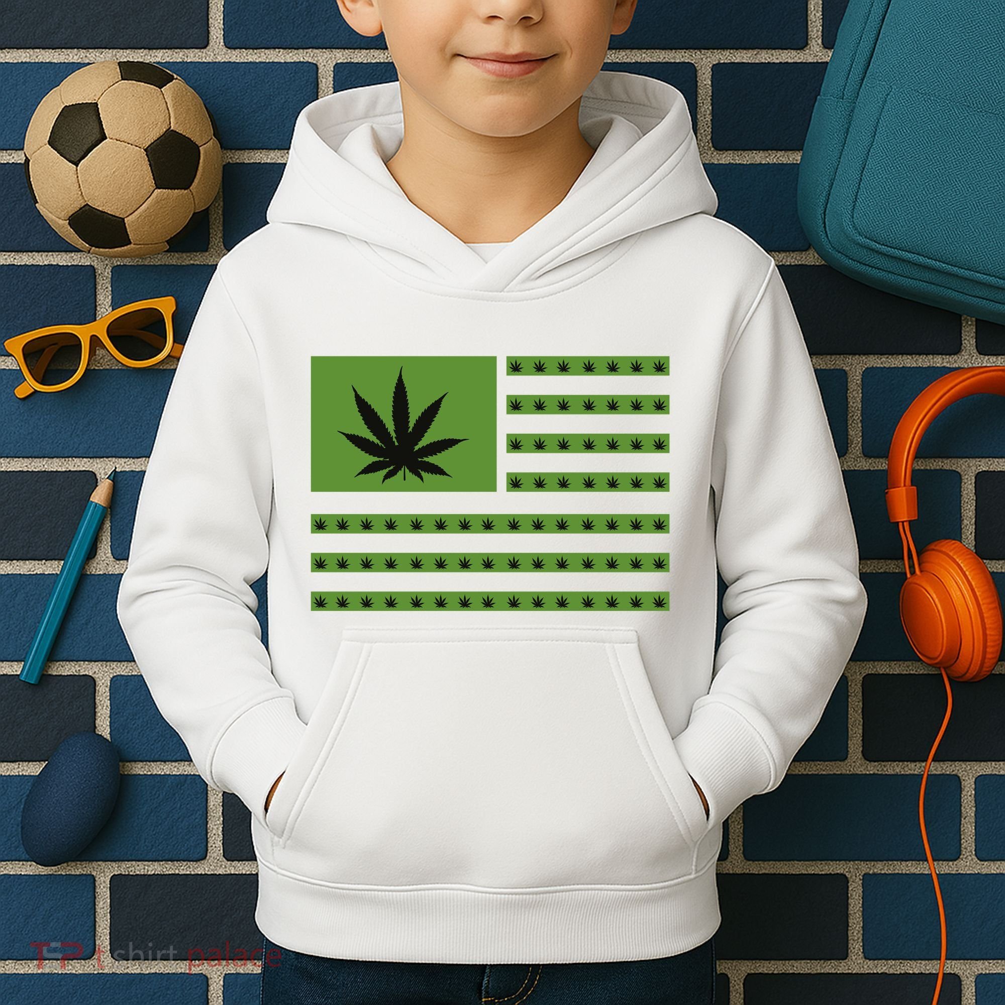 Marijuana American Flag Kids Hoodie