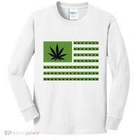 Marijuana American Flag Kids Long Sleeve Shirt thumb 0
