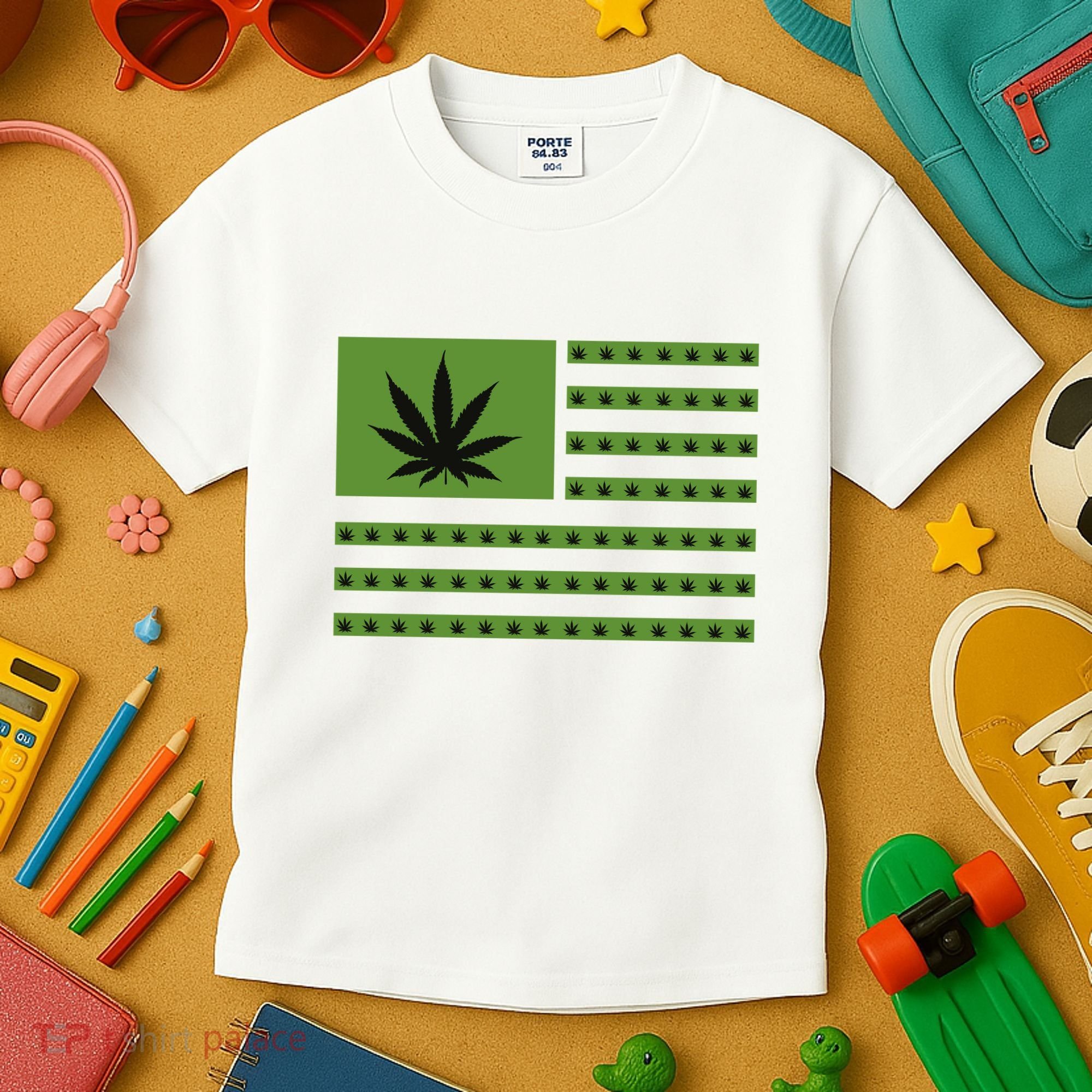 Marijuana American Flag Kids T-Shirt