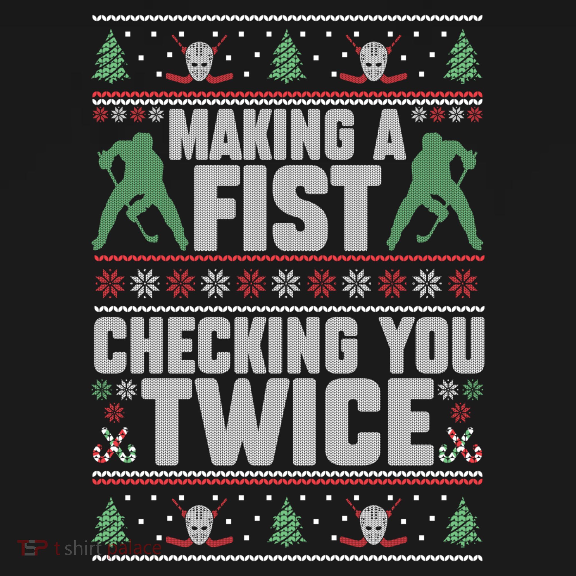 Making A Fist Checking You Twice Hockey Player Christmas Cool Gift Bucket Hat